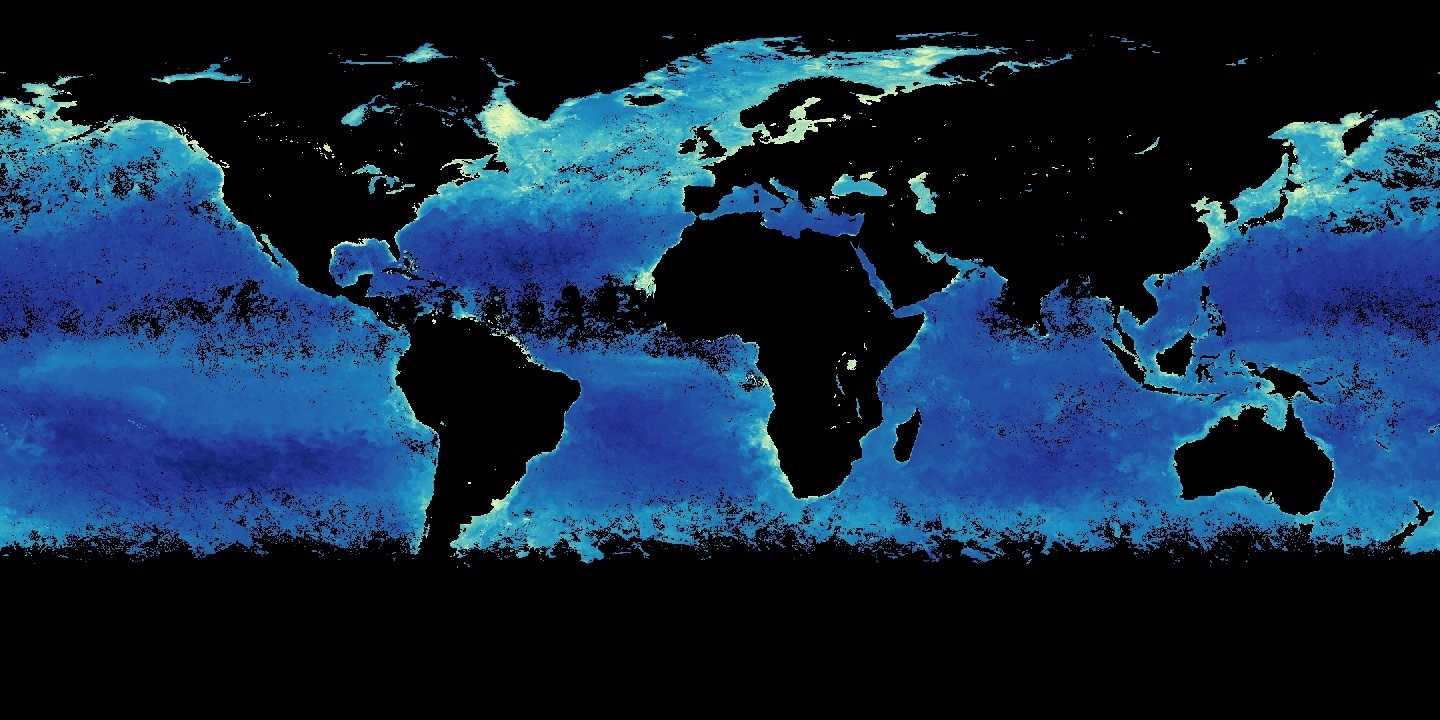 Map showing concentrations of phytoplankton